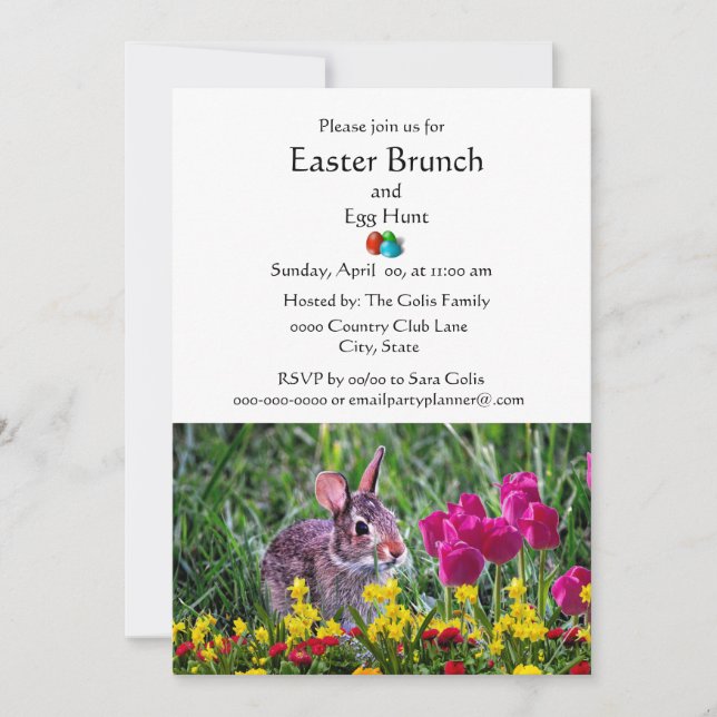 Convite Brunch Clássico de Férias de Páscoa em Família (Frente)