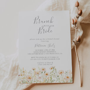 Convite Brunch Clássico de Flor Selvagem com Chá Bride