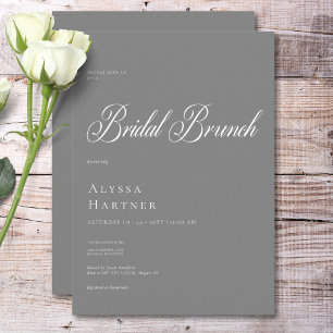Convite Brunch Clássico Mínimo de Cinzas e Bridal Branca