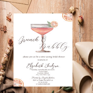Convite Brunch com Aperol Spritz de Aquarela e Espumante