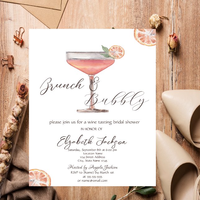 Convite Brunch com Aperol Spritz de Aquarela e Espumante (Criador carregado)