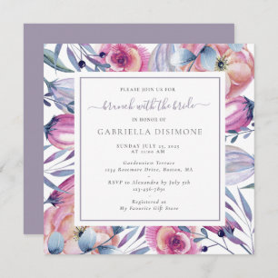 Convite Brunch com Bride Dusty Mauve Watercolor Floral