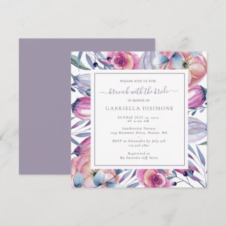 Convite Brunch com Bride Dusty Mauve Watercolor Floral