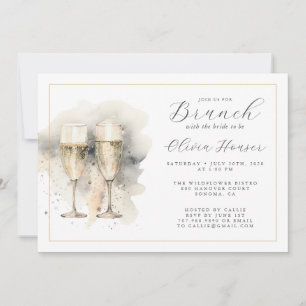 Convite Brunch Com Champanhe Bride Dourado