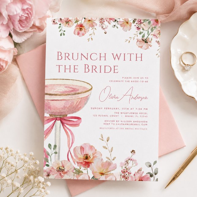 Convite Brunch com o Chá de panela do Arco Rosa Bride (Criador carregado)