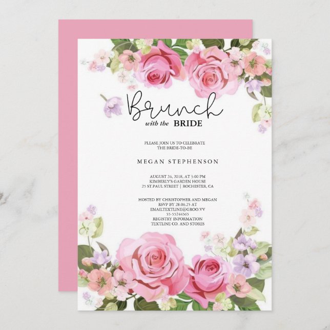 Convite Brunch com o Chá de panela Verde Dourado Bride (Frente/Verso)