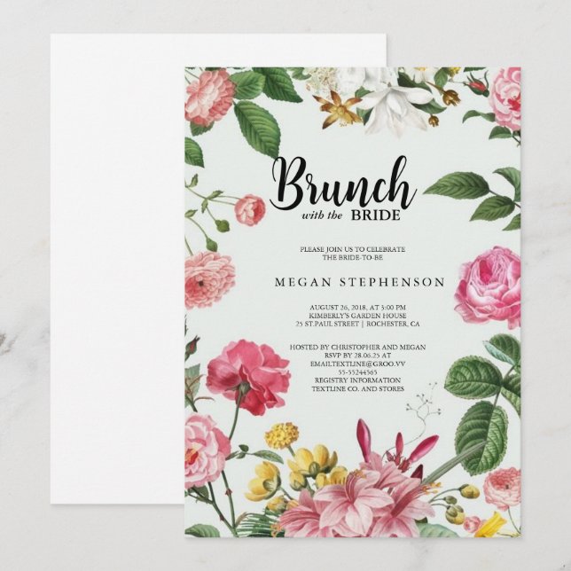 Convite Brunch com o Chá de panela Verde Dourado Bride (Frente/Verso)