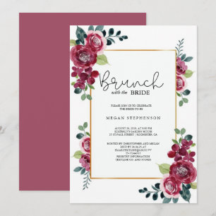 Convite Brunch com o Chá de panela Verde Dourado Bride