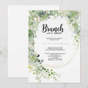 Convite Brunch com o Chá de panela Verde Dourado Bride