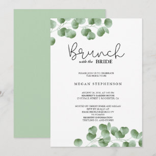 Convite Brunch com o Chá de panela Verde Dourado Bride