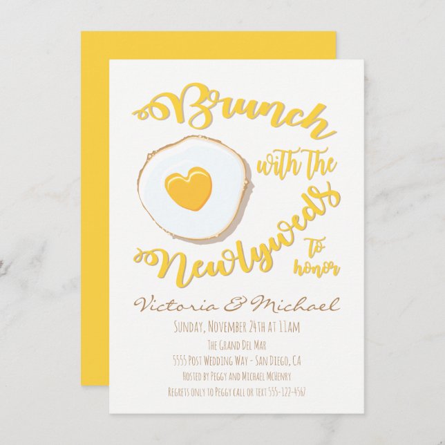 Convite Brunch com o Posto Casamento de recém-casados (Frente/Verso)