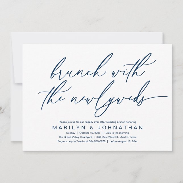 Convite Brunch Com Os Newlyweds, Celebração De Casamento P (Frente)