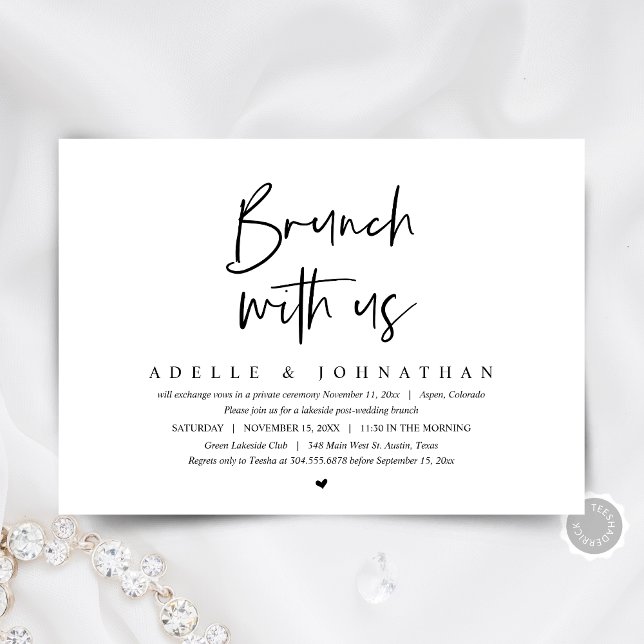 Convite Brunch Com Os Newlyweds, Festa De Elopemento De Ca (The Morning After, post wedding brunch, elopement Invitation card, digital download, modern minimal)