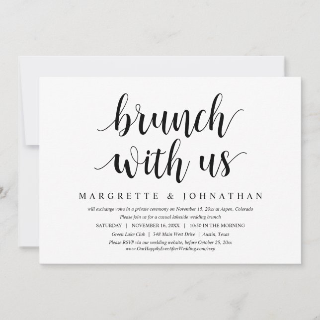 Convite Brunch Com os Recém-Casados, Casamento às Pressas (Frente)