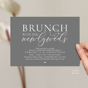 Convite Brunch com os recém-casados, Casamento Cinza Escur