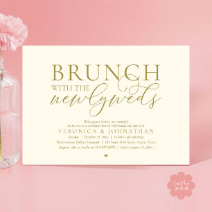 Convite Brunch com os recém-casados, Casamento Ouro Amarel