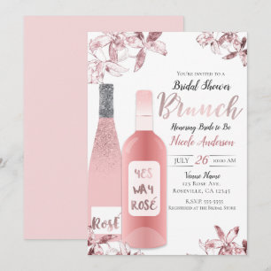 Convite Brunch com Vinho Rosè e Flores de Orquídea