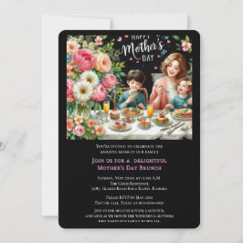 Convite Brunch da família de dias de as mães