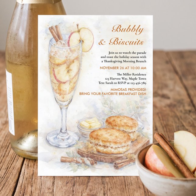 Convite Brunch de Ação de Graças Espumante e Biscoitos (Thanksgiving Brunch Invitation by Darling & May)