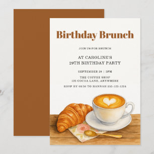 Convite Brunch de Aniversário de 29 Anos com Café e Croiss