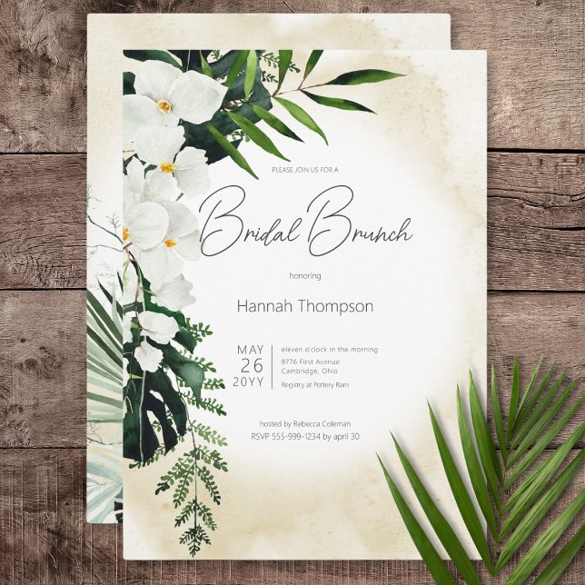 Convite Brunch de Bridal de Areia Tropical de Boho (Boho Tropical Sand Watercolor Bridal Brunch Invitation)