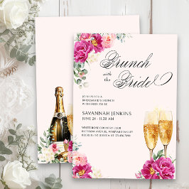 Convite Brunch de Bridesmaid com Champanhe Rosa-Bride