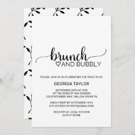 Convite Brunch de Caligrafia Negra Simples e Borracha