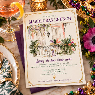 Convite Brunch de Carnaval Varanda de Nova Orleans