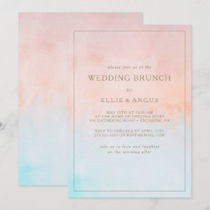 Convite Brunch de Casamento Aquarela Pôr do Sol de Verão