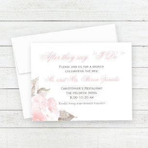 Convite Brunch de Casamento com Rosa Pink Vintage