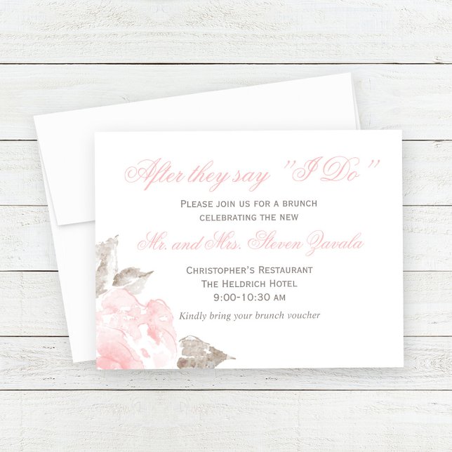 Convite Brunch de Casamento com Rosa Pink Vintage (Criador carregado)
