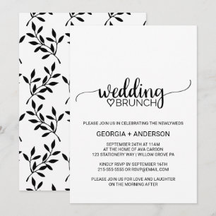Convite Brunch de Casamento de Caligrafia Negra Simples