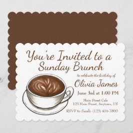Convite Brunch de Casamento de Noiva Aniversário Café Latt