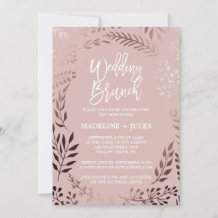 Convite Brunch de Casamento Elegante Rosa Dourado e Rosa