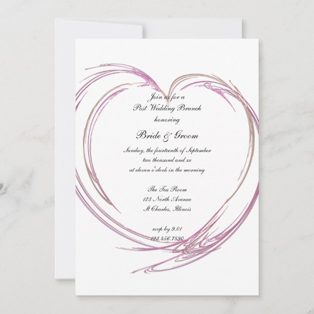 Convite Brunch de Casamento Pós-Cerimônia com Coração Abst (Frente)
