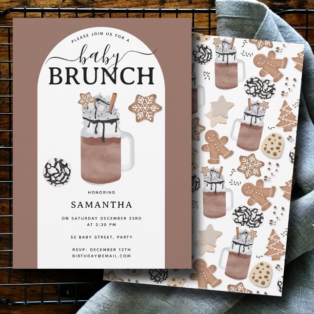 Convite Brunch de Chá de Bebê com Chocolate Quente e Cooki (Cookies & Cocoa Hot Chocolate Baby Shower Brunch Invitation)