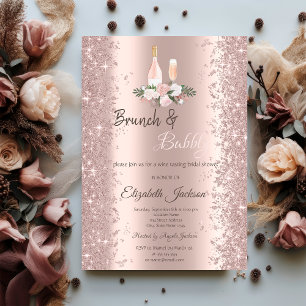 Convite Brunch de Chá de Noiva com Confetes Brilhantes em