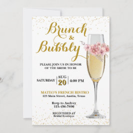 Convite Brunch de Champanhe e Chuva de Bolhas no Chá de No