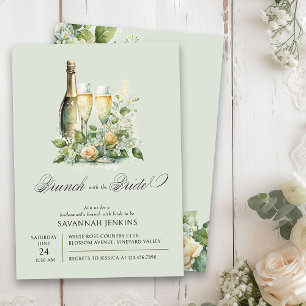 Convite Brunch de Damas de Honra com Champanhe Floral da N