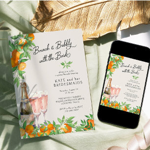 Convite Brunch de Damas de Honra com Flor de Laranjeira e