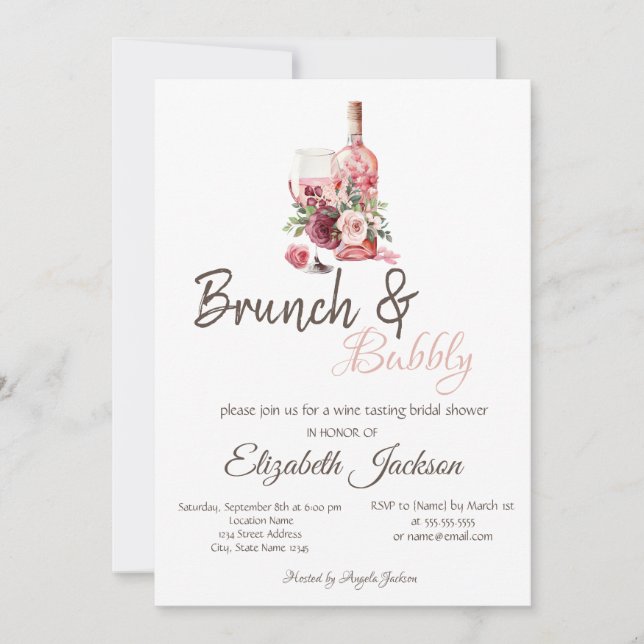 Convite Brunch de Degustação de Vinhos Florais e Espumante (Frente)