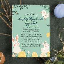 Brunch de desenhar de Mão e Caça de Ovo de Páscoa