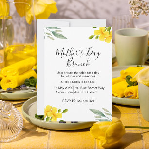 Convite Brunch de Dia das Mães com Florais Amarelos