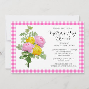 Convite Brunch de Dia das Mães com Rosas Rosa