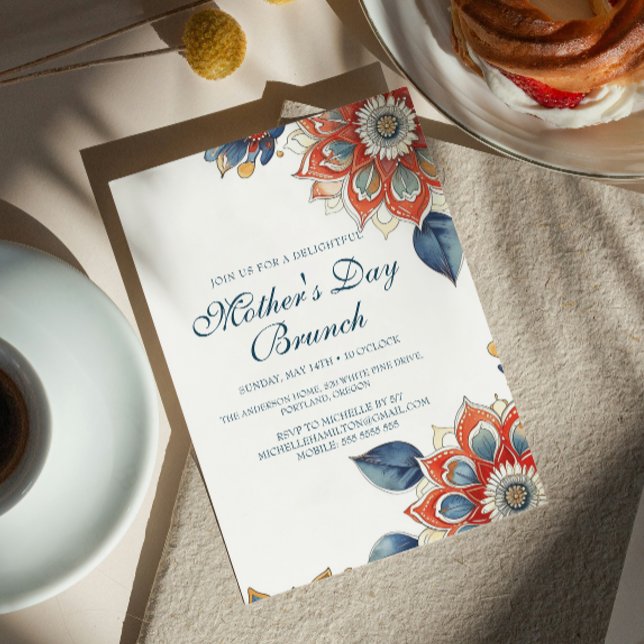 Convite Brunch de Dia de as mães de Flores de abstrato (Criador carregado)