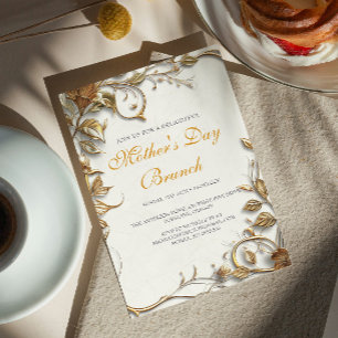 Convite Brunch de Dia de as mães de Folhas Douradas