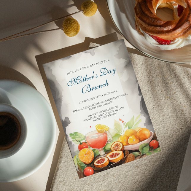 Convite Brunch de Dia de as mães e comida Fruta (Criador carregado)