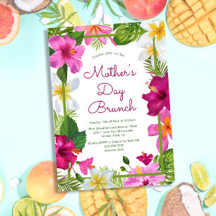 Convite Brunch de Dia de as mães Floral Tropical Bright
