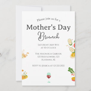 Convite Brunch de Dia de as mães Personalizado Tema da c