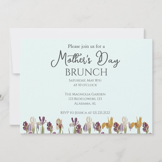 Convite Brunch de Dia de as mães Personalizado | tema flor (Frente)